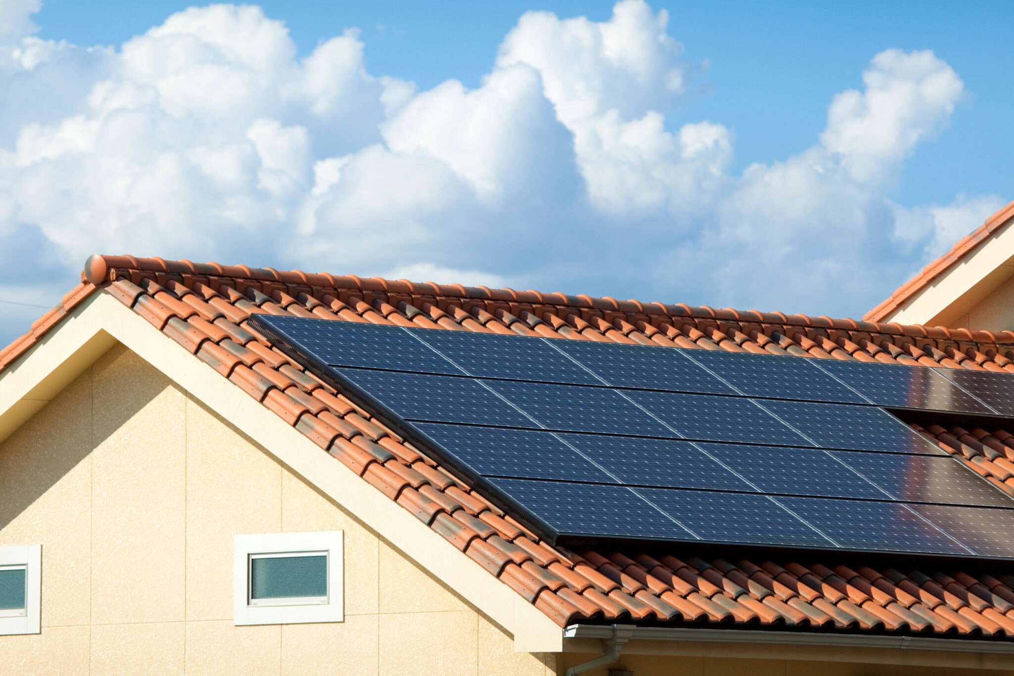 Solar panels installed on the roof